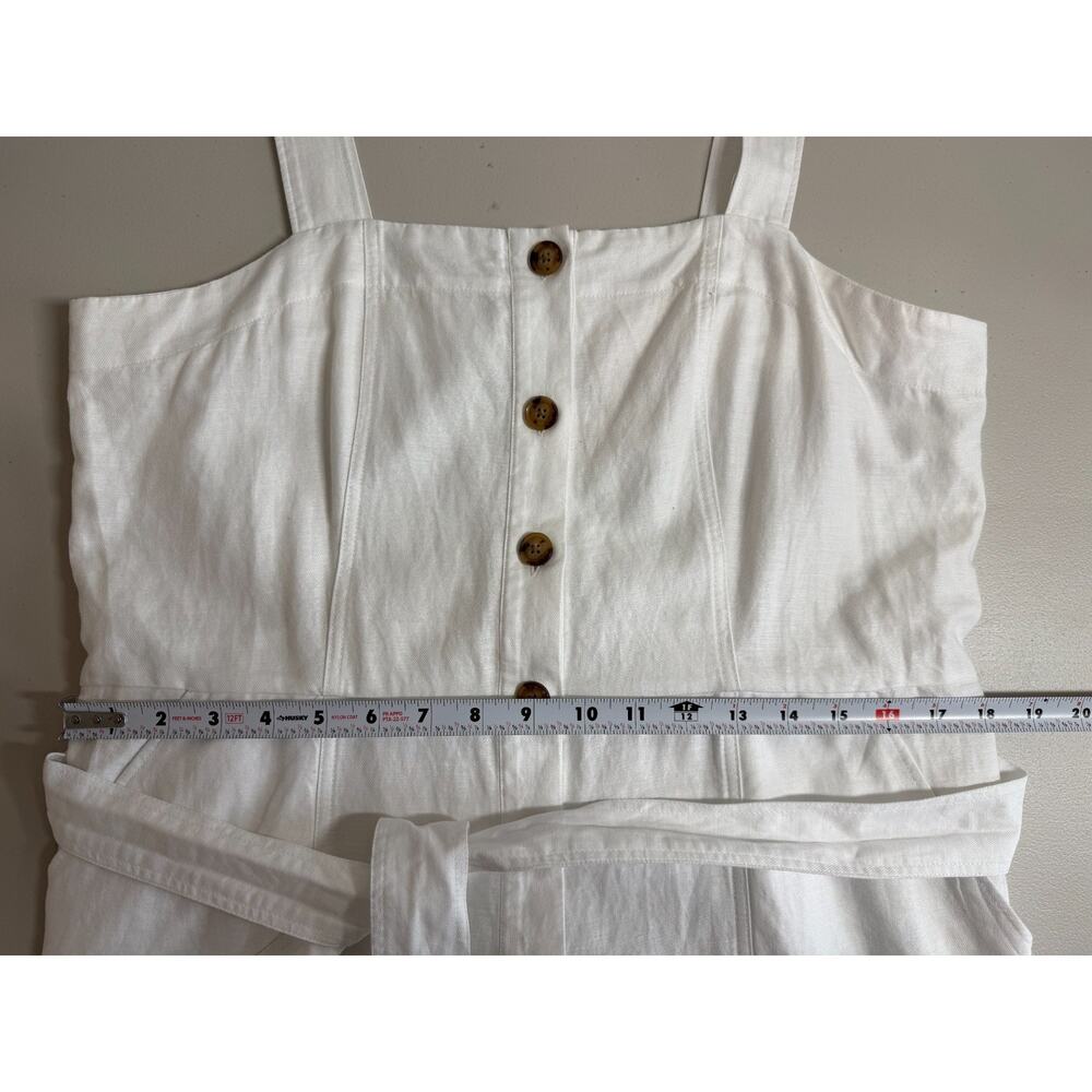 LOFT White Button-Front Midi Dress with Tie Waist - Picture 9 of 13